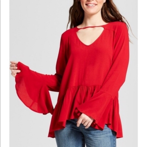 Mossimo Red Canyon Bell Sleeve Top - Picture 1 of 5